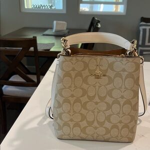 Coach Beige and White Crossbody Bag